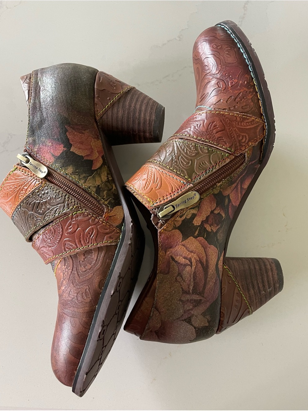Spring Step L'Artiste Graphic Hand Painted Leather Ankle Boots Size EU 40 (US 9) - Picture 8 of 8